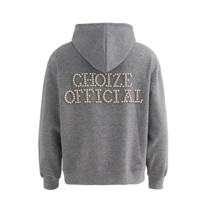 Plaid Lined Hooded Sweatshirt Jacket with Pearl Letters - UrbanNest Co