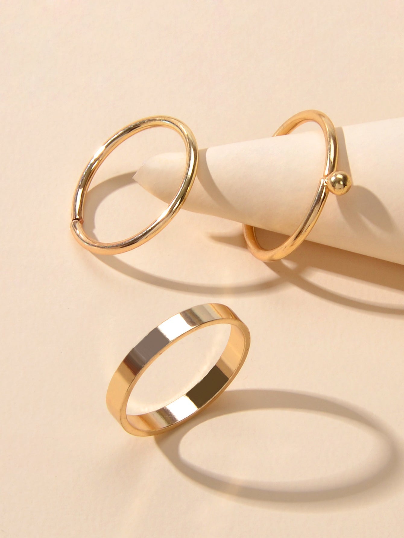 Stackable 3 pcs Gold Metal Minimalist Finger Ring set Multiple Rings Bulk Pack - UrbanNest Co