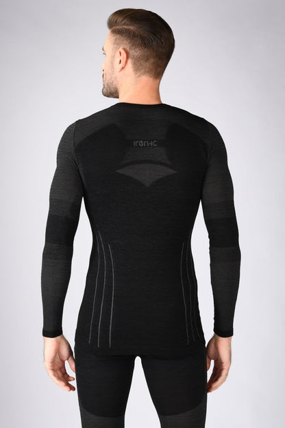 4081446 IRON IC Man's Wool Long - sleeve Active Sports Wear Black - UrbanNest Co