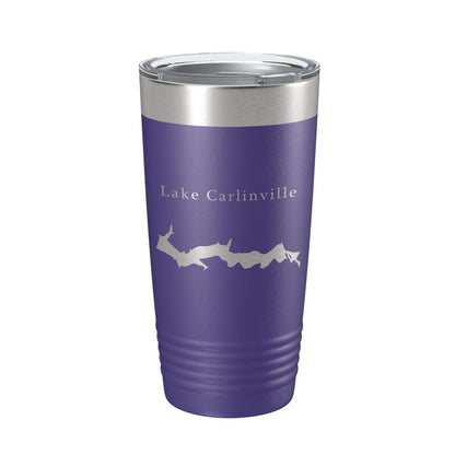 Lake Carlinville Map Tumbler Travel Mug Insulated Laser Engraved Coffee Cup Illinois 20 oz - UrbanNest Co