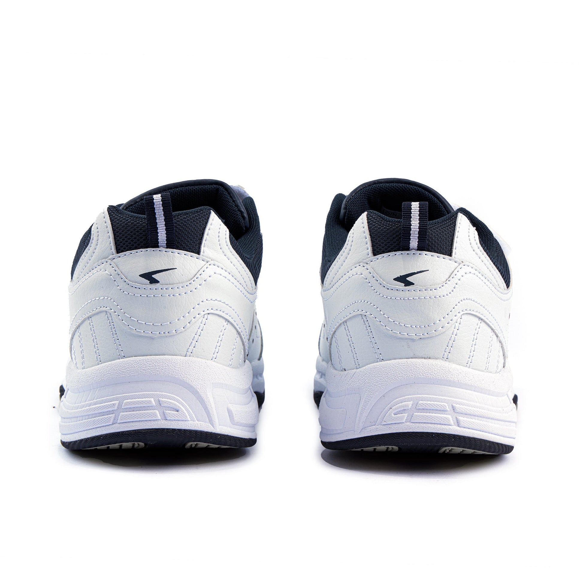 Defy Senior Leather V Strap Cross Trainer - White Navy - UrbanNest Co