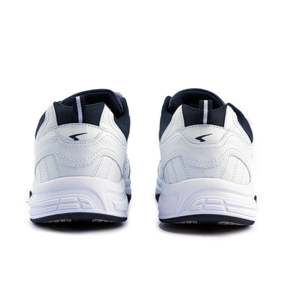 Defy Senior Leather V Strap Cross Trainer - White Navy - UrbanNest Co