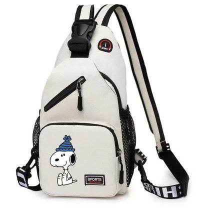 19*6*34CM Snoopy Cartoon Print Large Capacity Backpack Shoulder Bag Chest Crossbody Bag - UrbanNest Co