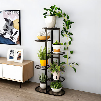 SOGA 8 Tier Black Metal Plant Rack for 9 Pots Home Garden - UrbanNest Co