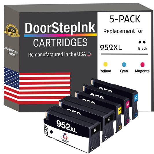 DoorStepInk Brand for HP 952XL 2 Black / 3 Color 5 - pack Remanufactured in the USA Ink Cartridges - UrbanNest Co