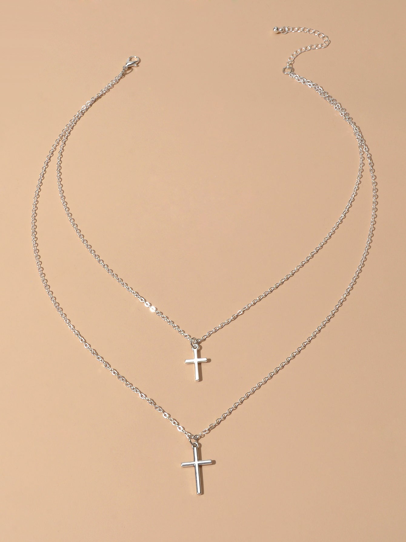 Fashion Jewellery Silver Chain Double layer Chain Cross Pendant Women Necklace - UrbanNest Co