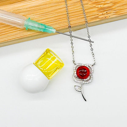 Sterling Silver Rose Garden Aroma Necklace - Crimson | Energy & Healing | Diffuse on the go - UrbanNest Co