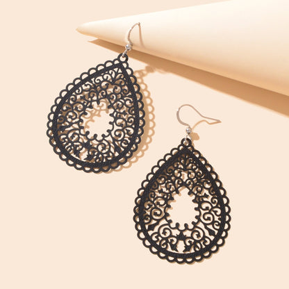 Fashion Hollow Black Green Geometric Water Drop Earrings Party Daily Holiday Jewelry - UrbanNest Co