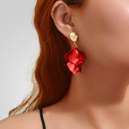 1pair Elegant Flower Petal Dangle Earrings for Women Daily Dating Party Jewelry - UrbanNest Co