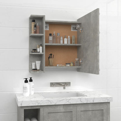NNEVL Mirror Cabinet with LED Concrete Grey 70x16.5x60 cm - UrbanNest Co