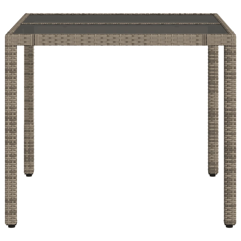 NNEVL Garden Table with Glass Top Grey 90x90x75 cm Poly Rattan - UrbanNest Co