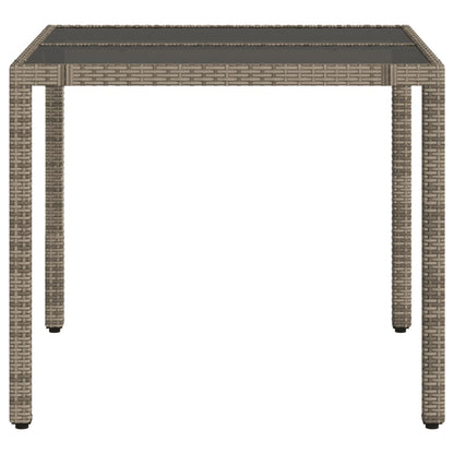 NNEVL Garden Table with Glass Top Grey 90x90x75 cm Poly Rattan - UrbanNest Co