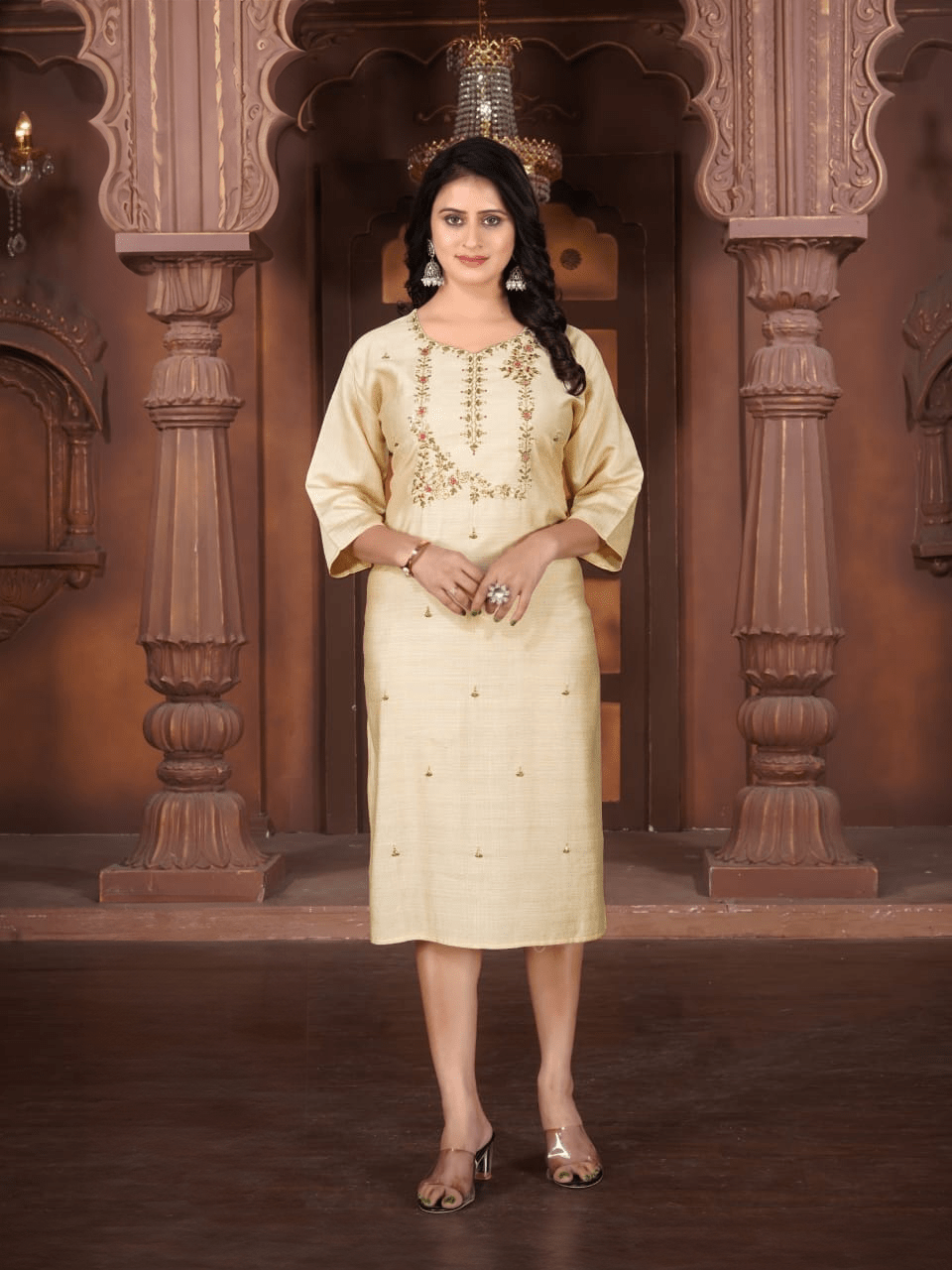 Cotton Kurti with Beautifully Embroidered Neckline - UrbanNest Co