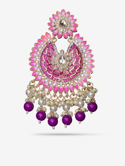 Delicate Pearl & Rhinestone Chandelier Earrings for Women by Shreekama - UrbanNest Co