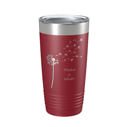 Dandelion Make A Wish Tumbler Travel Mug Gift Mom Daughter Her Women Girls Insulated Laser Engraved Coffee Cup 20 oz - UrbanNest Co