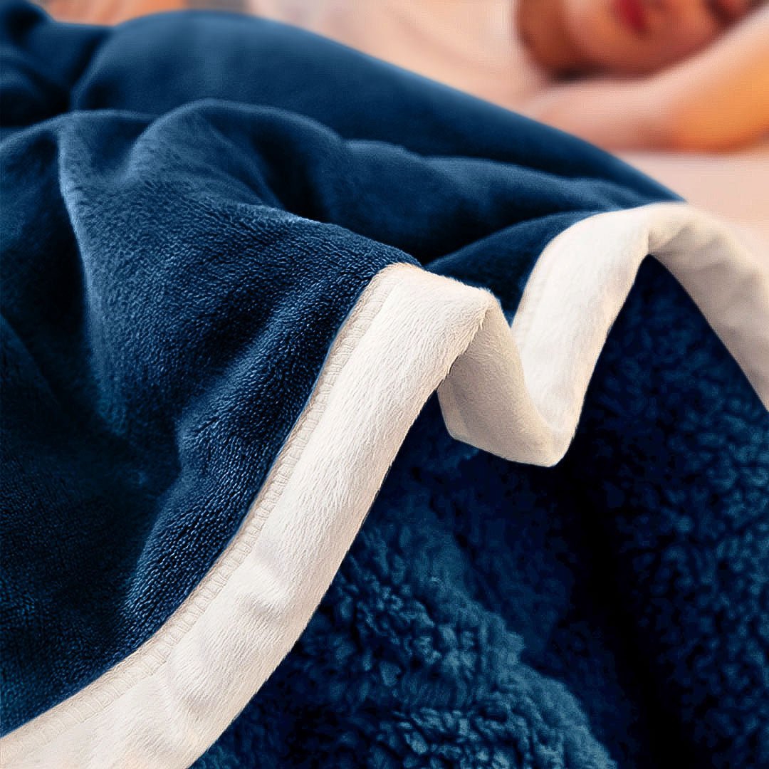 SOGA 2X Navy Blue Throw Blanket Warm Cozy Double Sided Thick Flannel Coverlet Fleece Bed Sofa Comforter - UrbanNest Co