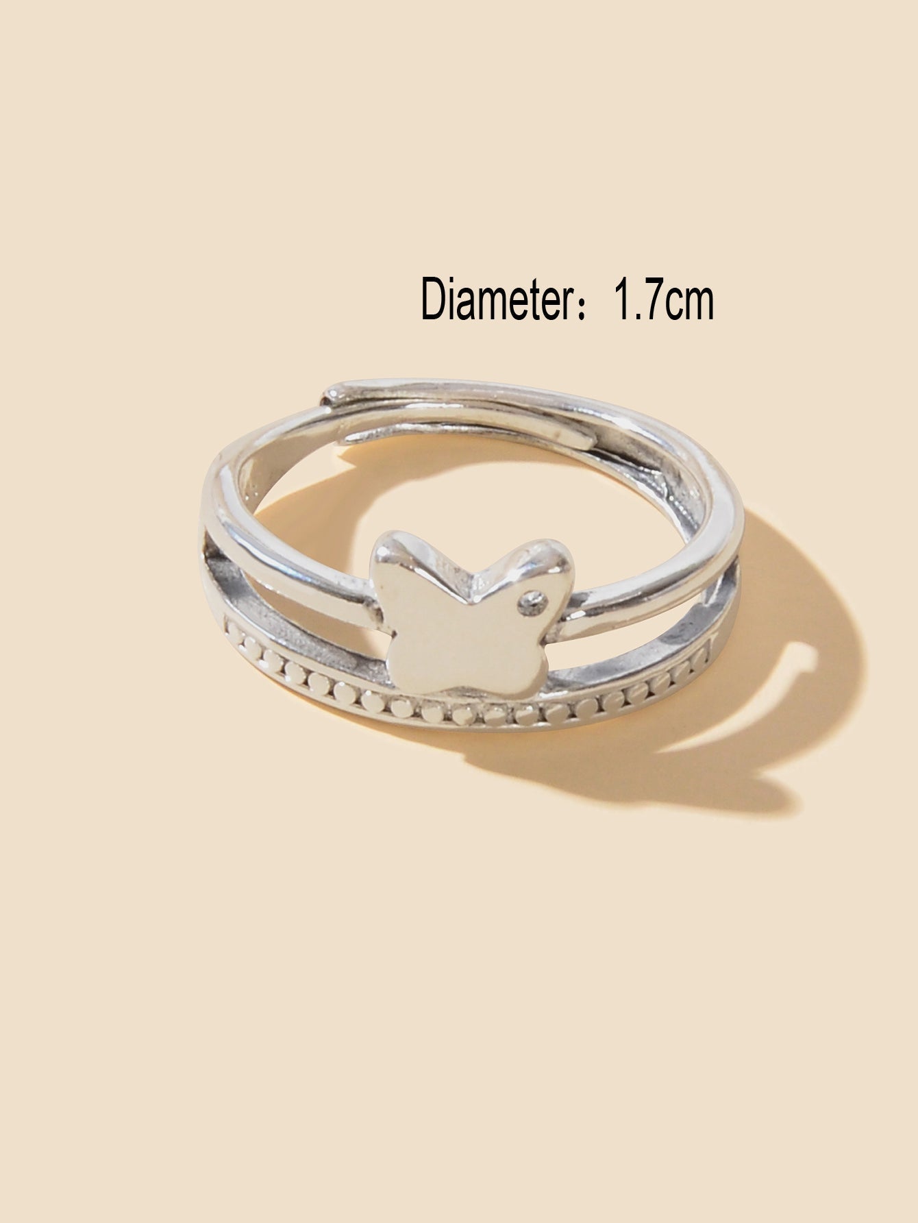 Good Quality Band Women Silver Color Double layer Copper Butterfly Finger Ring - UrbanNest Co