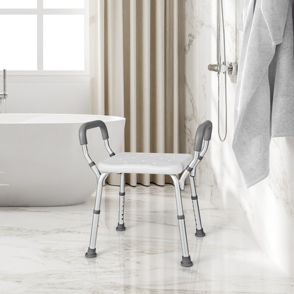 NNECW Bath Chair Shower Bench with Detachable Padded Arms for Seniors - UrbanNest Co