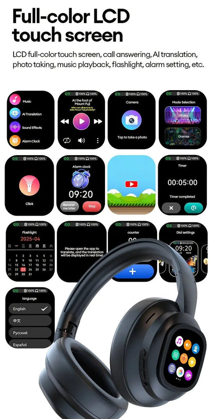 NNETM AI Translation Headphones LCD Touch Wireless Earbuds - UrbanNest Co