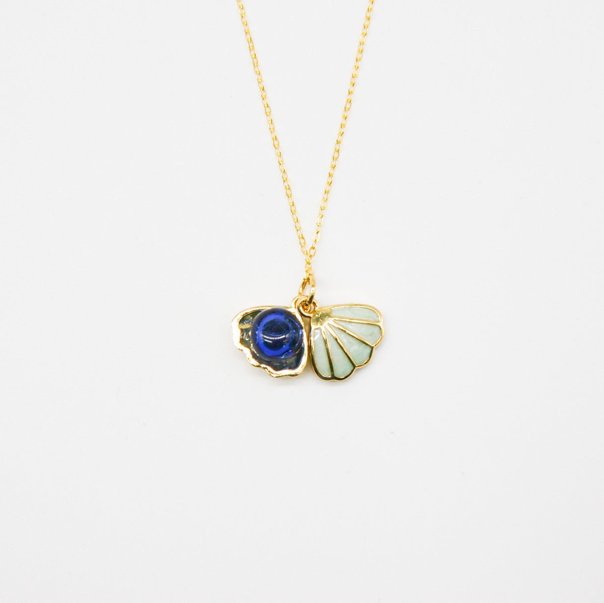 Green Shell Murano Aroma Necklace - Oceanic Depths | Energy & Healing | Diffuse on the go | Sterling Silver Gift - UrbanNest Co