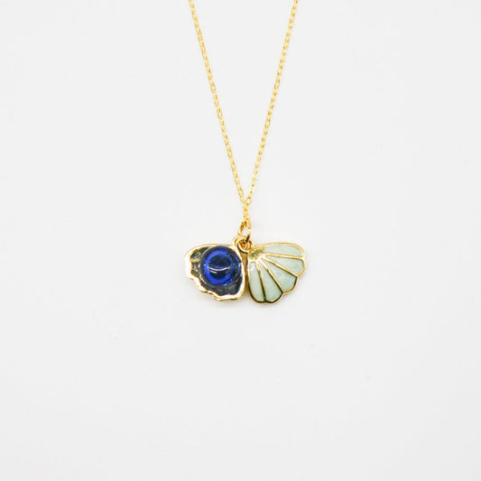 Green Shell Murano Aroma Necklace - Oceanic Depths | Energy & Healing | Diffuse on the go | Sterling Silver Gift - UrbanNest Co