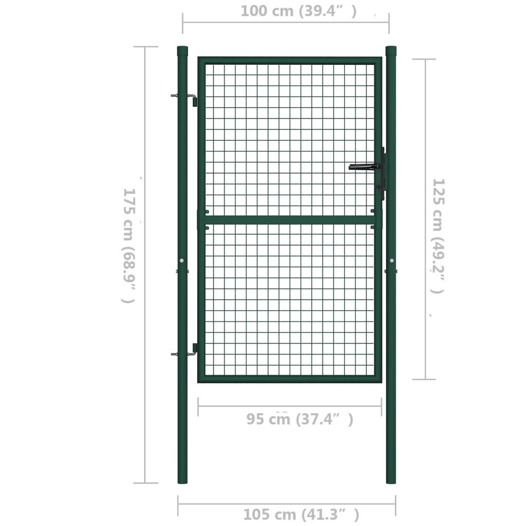 NNEVL Fence Gate Steel 100x125 cm Green - UrbanNest Co