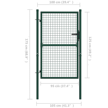 NNEVL Fence Gate Steel 100x125 cm Green - UrbanNest Co