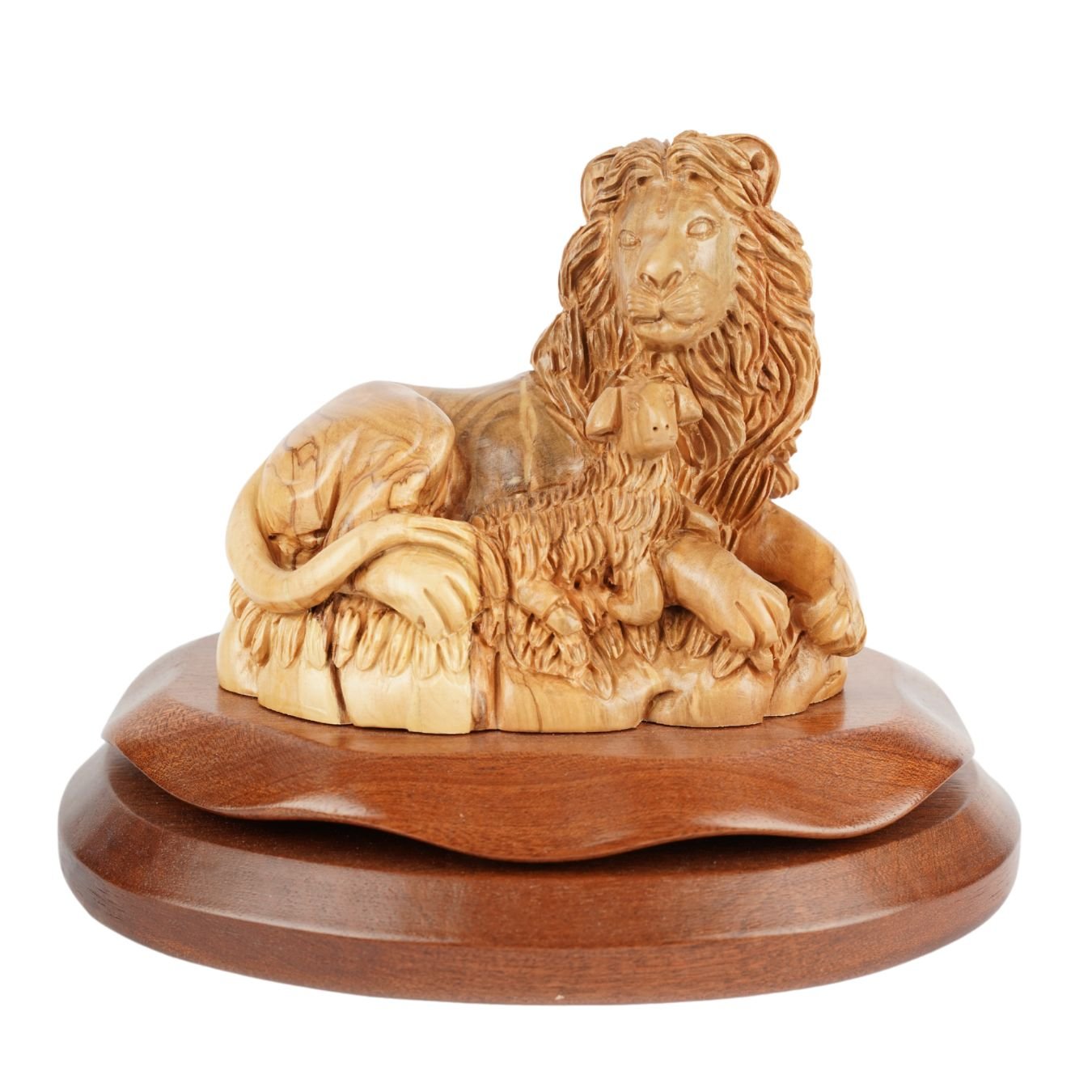 Löwe und Lamm – Symbol des Friedens aus Olivenholz (20 cm) - UrbanNest Co
