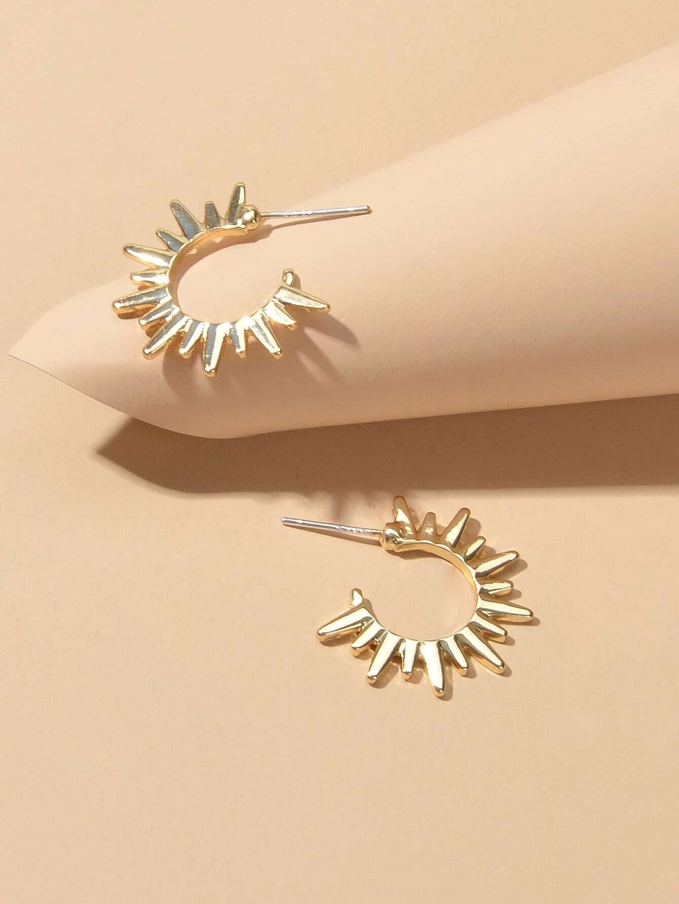 Punk Jewellery Gold Metal Spike Small Hoop Earrings Women Party Accessories Gift - UrbanNest Co