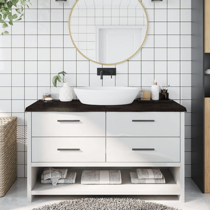NNEVL Bathroom Countertop Dark Brown 140x60x4 cm Treated Solid Wood - UrbanNest Co