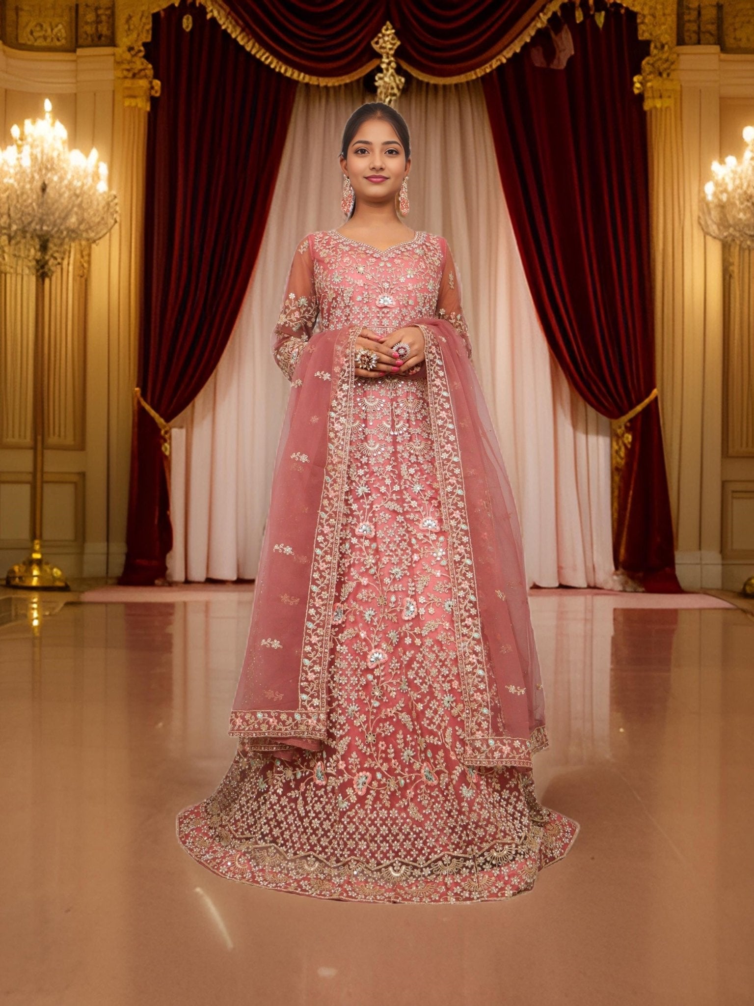 Gown with Stone Work & Embroidery by Shreekama - UrbanNest Co