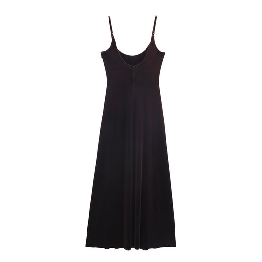 V - neck velvet long dress for women's wear - UrbanNest Co