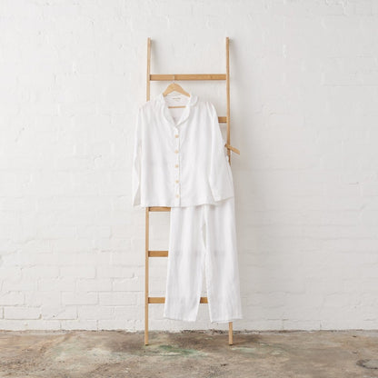 White Linen Pyjamas - Classic PJ Set - UrbanNest Co