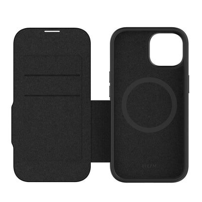 NNEDSZ EFM Monaco E - leather Wallet Case Armour With D3O Plus Suits Iphone 15 (6.1") - Black/Space Grey - UrbanNest Co