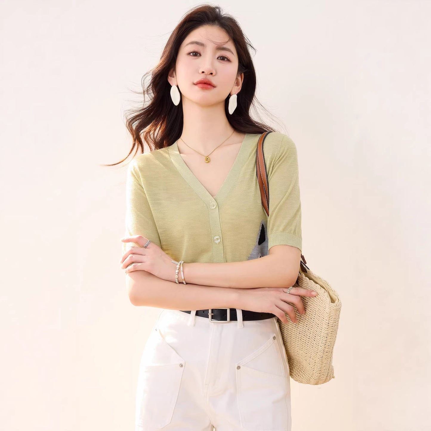 Breathable Short Sleeve T-Shirt for Women, Summer Slim Fit, Slimming Ice Silk Knit Top - UrbanNest Co