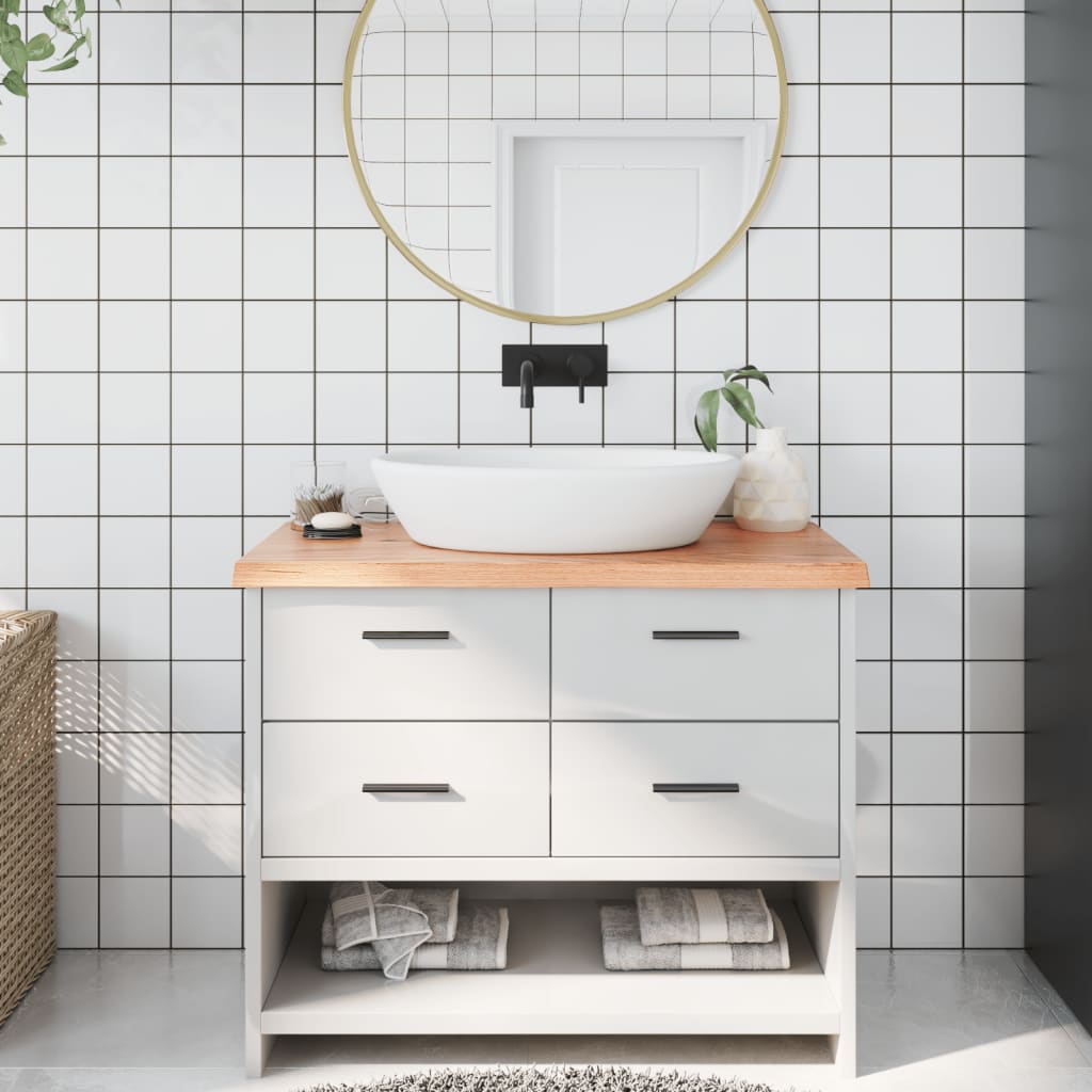 NNEVL Bathroom Countertop Light Brown 100x40x4 cm Treated Solid Wood - UrbanNest Co