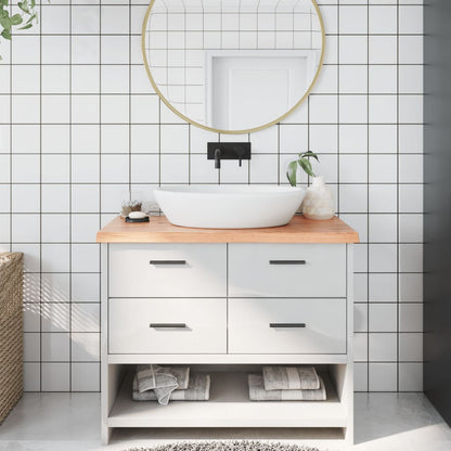 NNEVL Bathroom Countertop Light Brown 100x40x4 cm Treated Solid Wood - UrbanNest Co