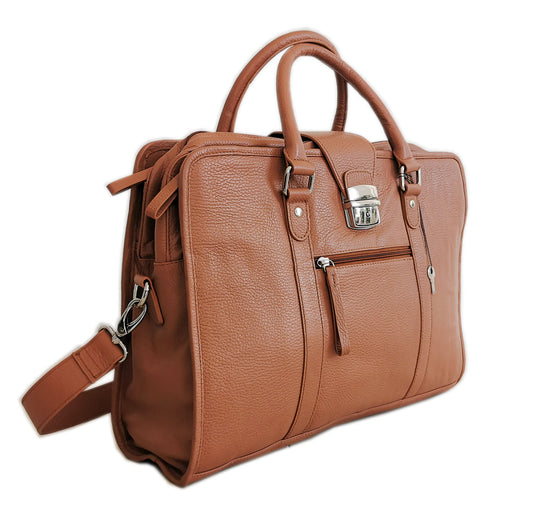 Leather Briefcase, Brown - UrbanNest Co