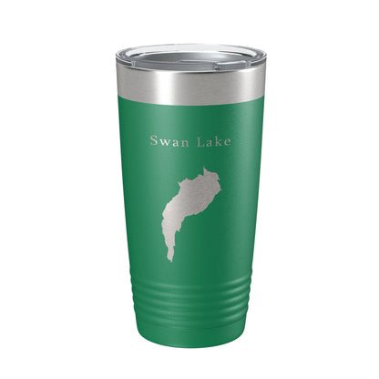 Swan Lake Map Tumbler Travel Mug Insulated Laser Engraved Coffee Cup Maine 20 oz - UrbanNest Co