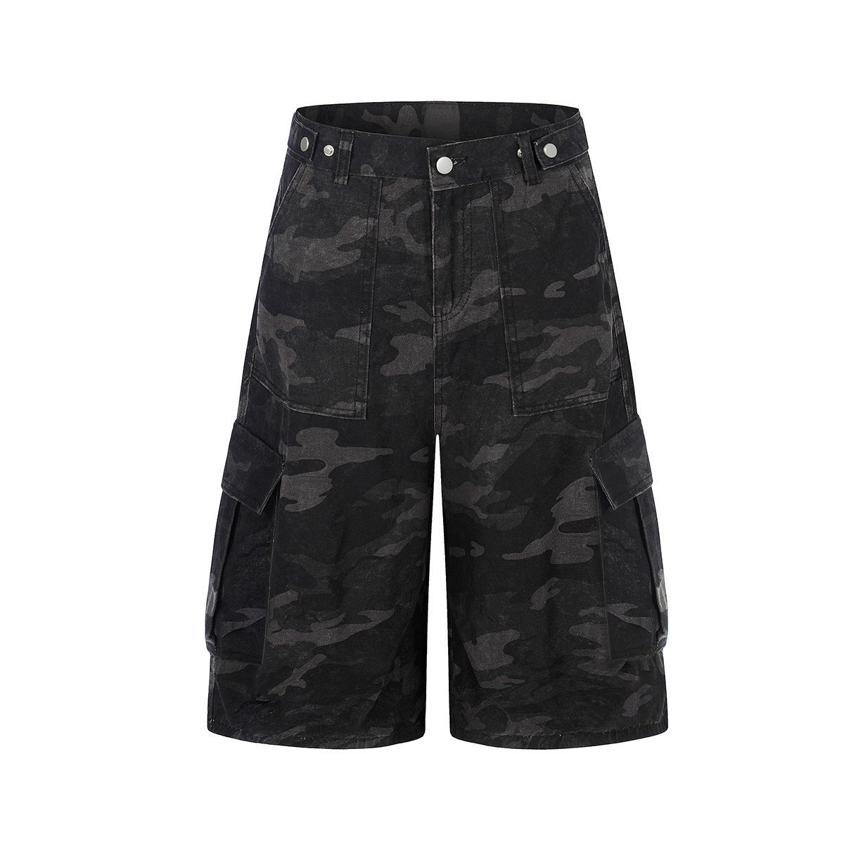 Jia Yiku 2026 American High Street camouflage workwear denim capri Pants RO Trendy Loose wide - leg midpants - UrbanNest Co