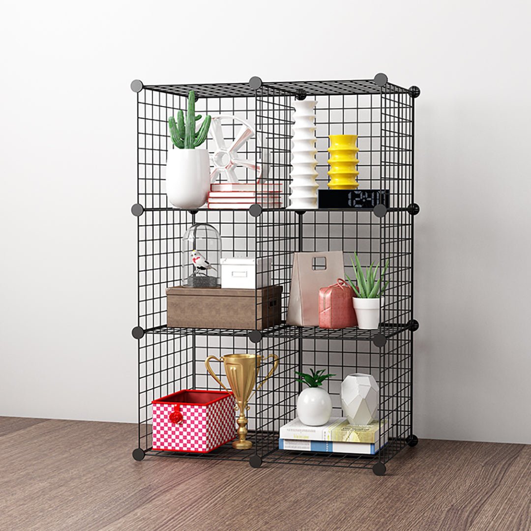 SOGA 2X Black Portable 6 - Cube Storage Organiser Foldable DIY Modular Grid Space Saving Shelf - UrbanNest Co