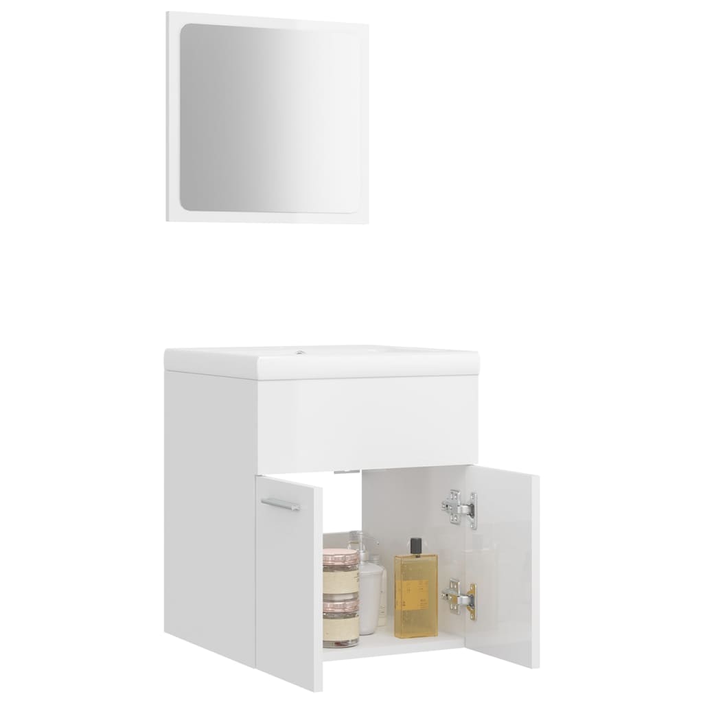NNEVL Bathroom Furniture Set High Gloss White Chipboard - UrbanNest Co