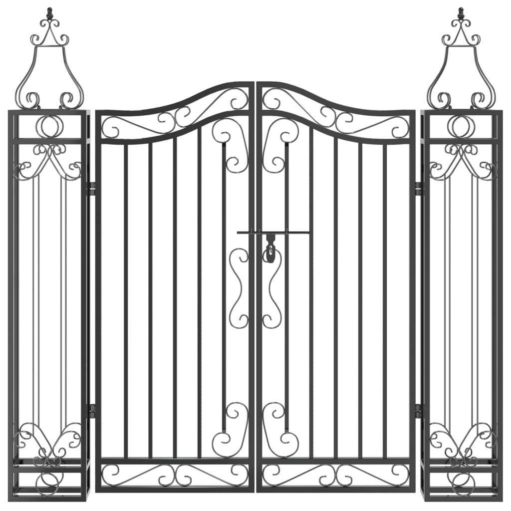 NNEVL Garden Gate Black 121x8x120 cm Wrought Iron - UrbanNest Co