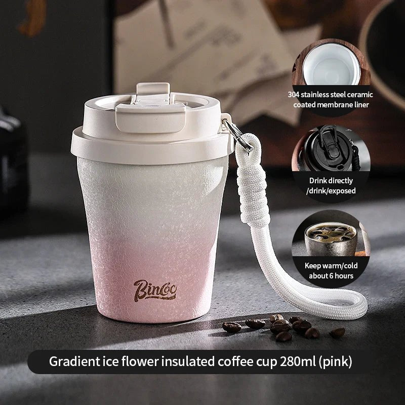 280ml Double Wall Ceramic Lined Travel Mug Car - UrbanNest Co