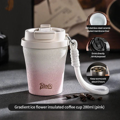 280ml Double Wall Ceramic Lined Travel Mug Car - UrbanNest Co