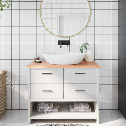 NNEVL Bathroom Countertop Light Brown 100x60x2 cm Treated Solid Wood - UrbanNest Co