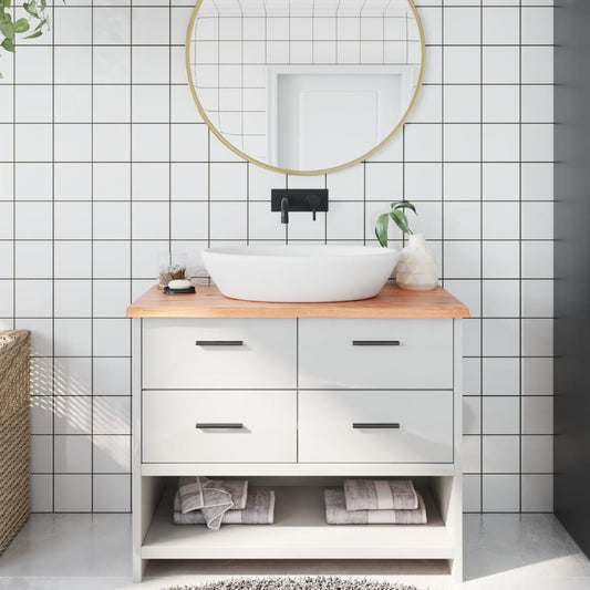 NNEVL Bathroom Countertop Light Brown 100x60x2 cm Treated Solid Wood - UrbanNest Co