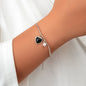 Girlfriend Gift Jewellery Silver Popcorn Chain Pearl Black Heart Charm Bracelets - UrbanNest Co