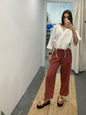 Wide Leg Linen Pant - Antique Red