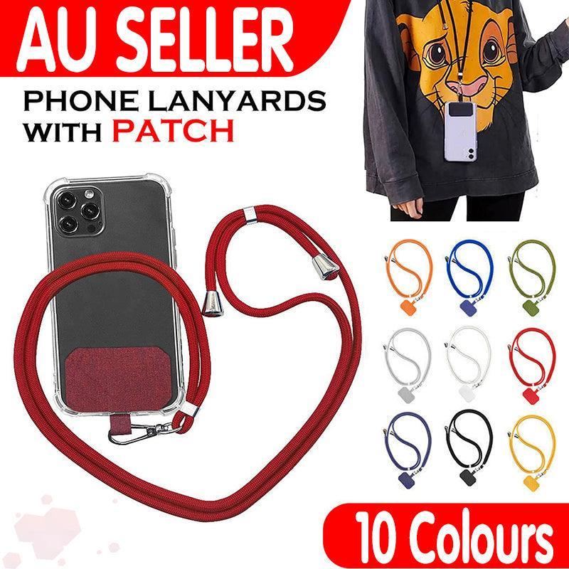 Adjustable Phone Lanyard with Patch for Most Cases Neck Strap Holder